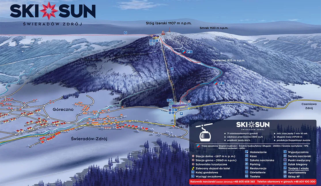 Mapa tras stoku Ośrodek Ski & Sun Świeradów-Zdrój