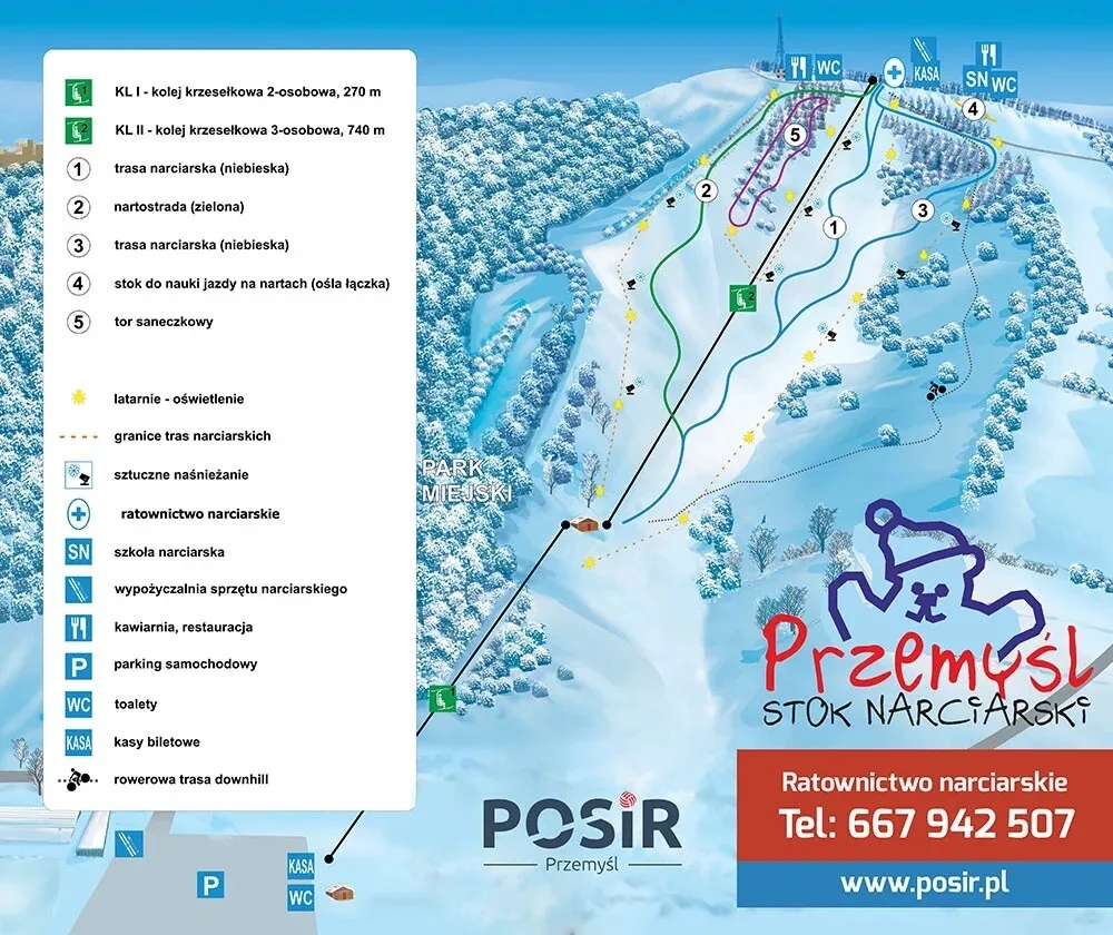 Mapa tras stoku Przemyski Ośrodek Sportu i Rekreacji