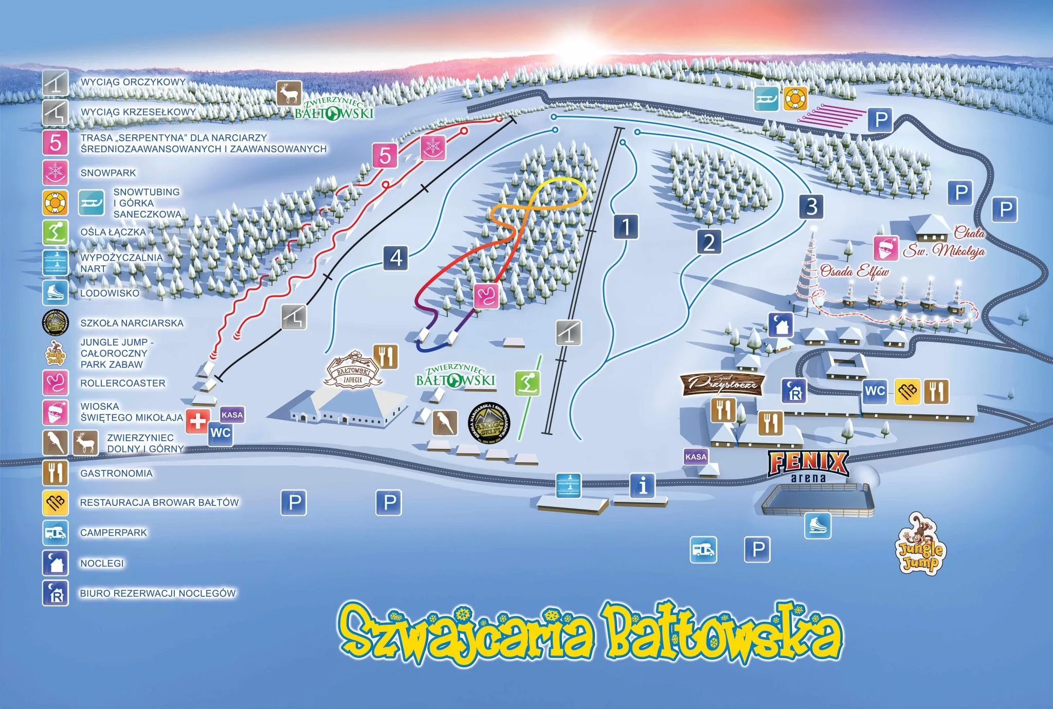 Mapa tras stoku Stacja Narciarska Szwajcaria Bałtowska