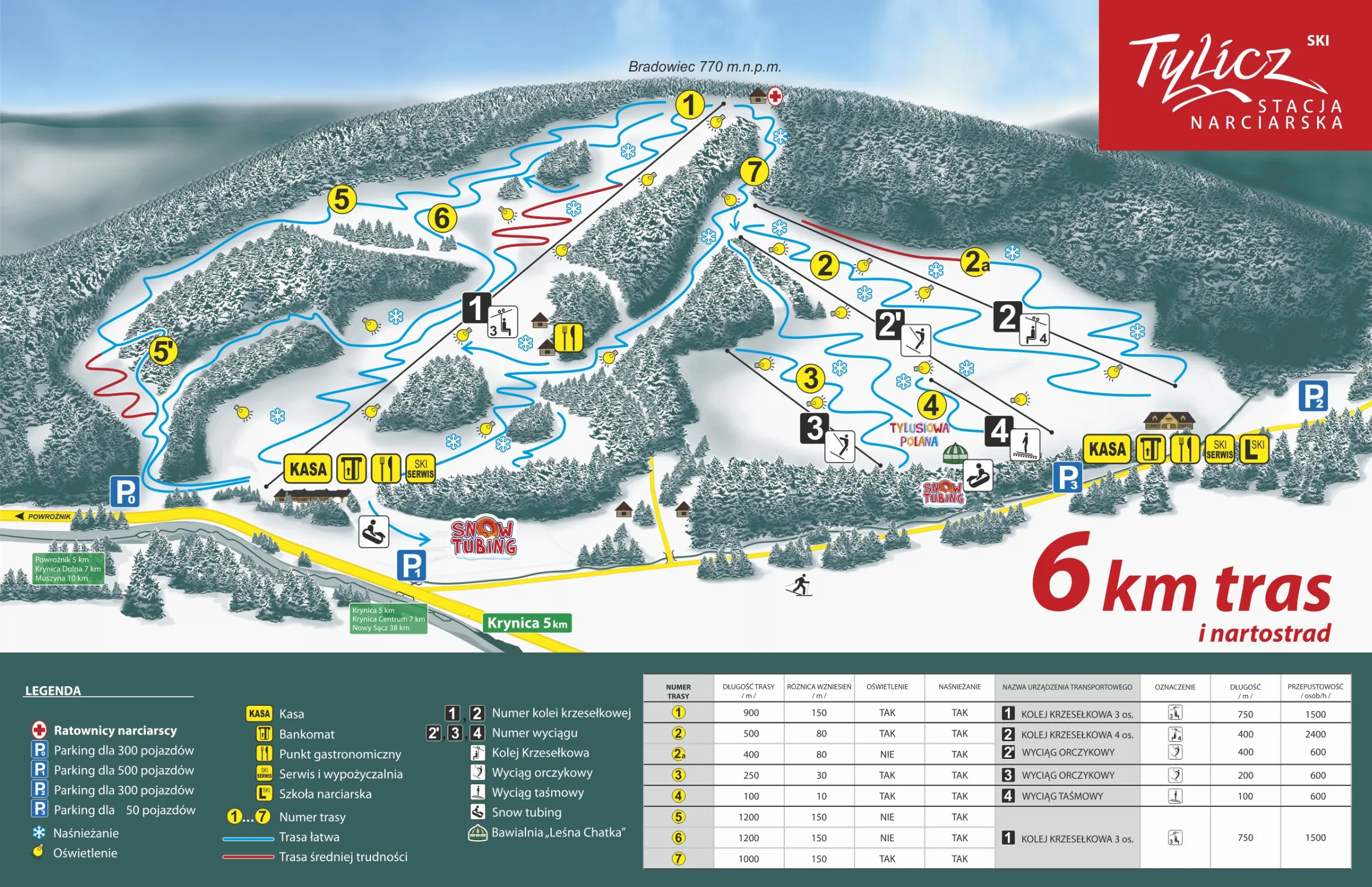 Mapa tras stoku Stacja Narciarska Tylicz