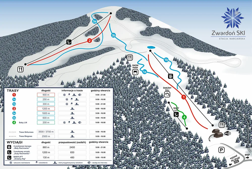 Mapa tras stoku Stacja Narciarska Zwardoń Ski