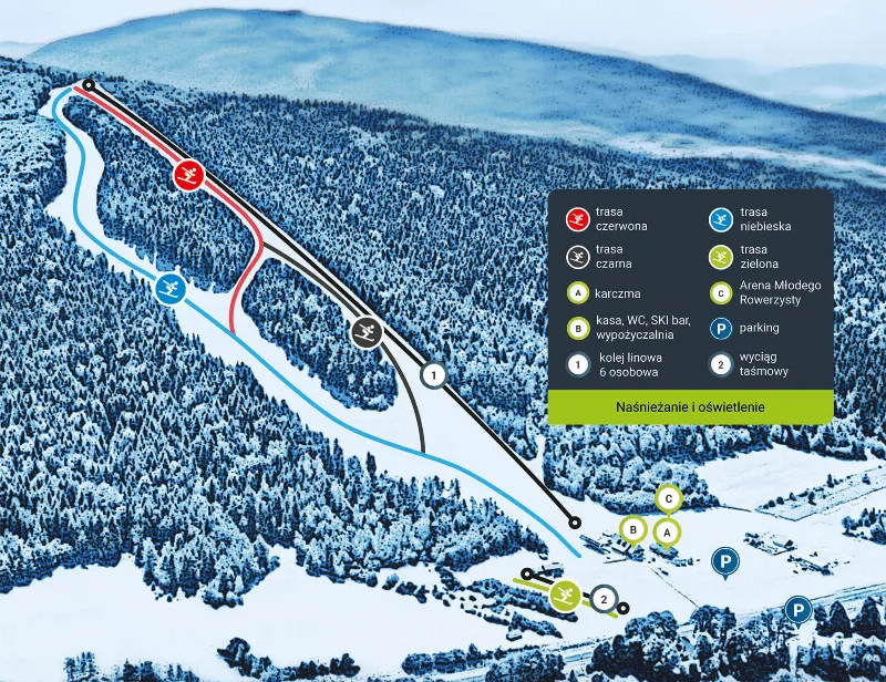 Mapa tras – Kasina Ski & Bike Park w Kasinie Wielkiej