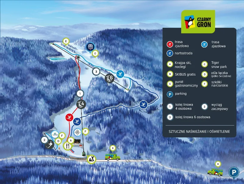 Mapa tras – Ośrodek Narciarski Czarny Groń w Rzykach