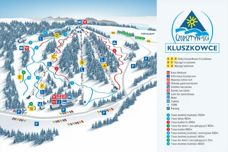 Mapa tras – Ośrodek Narciarski Czorsztyn-Ski w Kluszkowcach