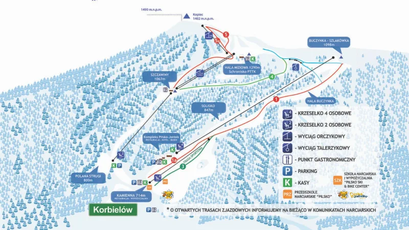 Mapa tras – Ośrodek Narciarski Pilsko w Korbielowie