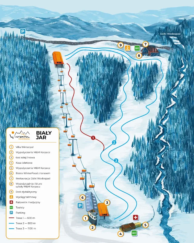 Mapa tras – Stacja Narciarska Biały Jar w Karpaczu