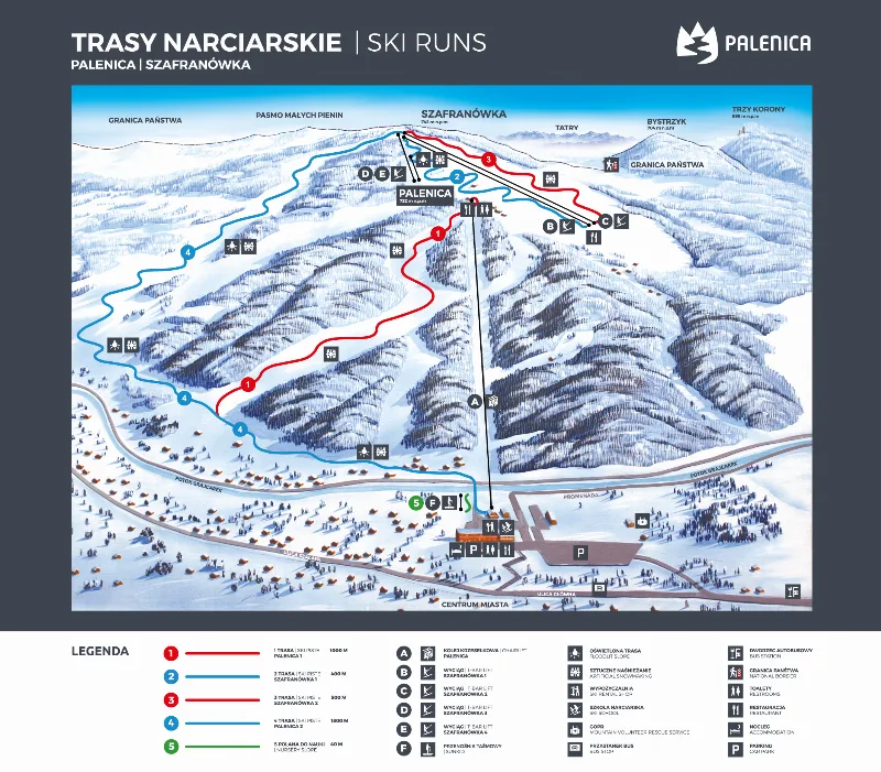 Mapa tras – Stacja Narciarska Palenica w Szczawnicy