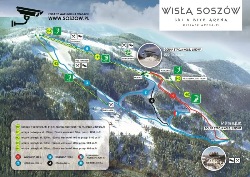 Mapa tras – Stacja Narciarska Soszów w Wiśle