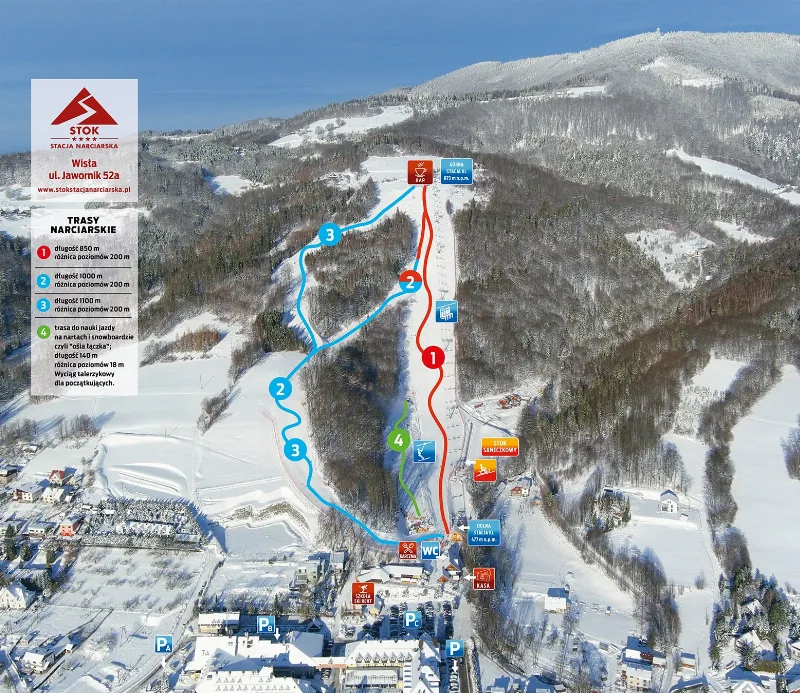 Mapa tras – Stacja Narciarska Stok w Wiśle