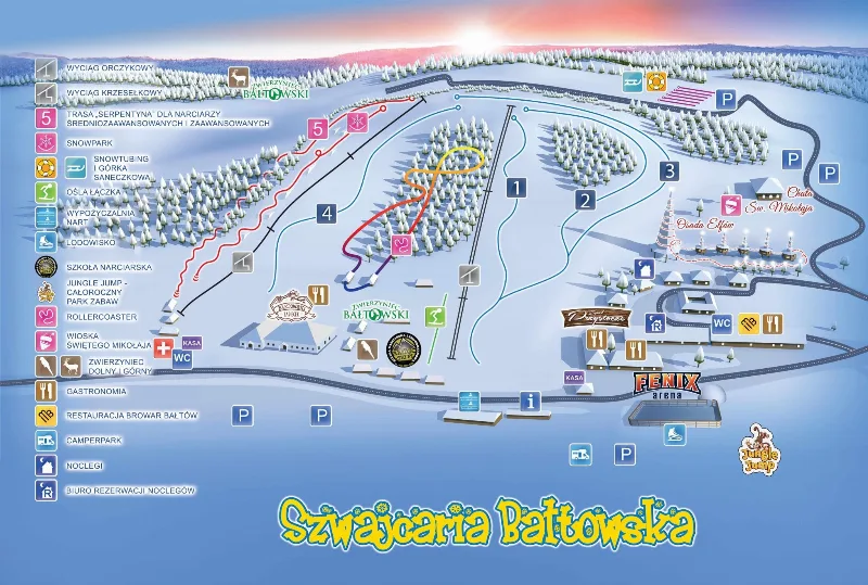 Mapa tras – Stacja Narciarska Szwajcaria Bałtowska