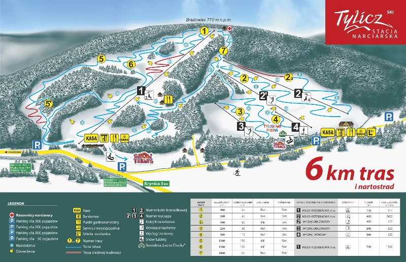 Mapa tras – Stacja Narciarska Tylicz