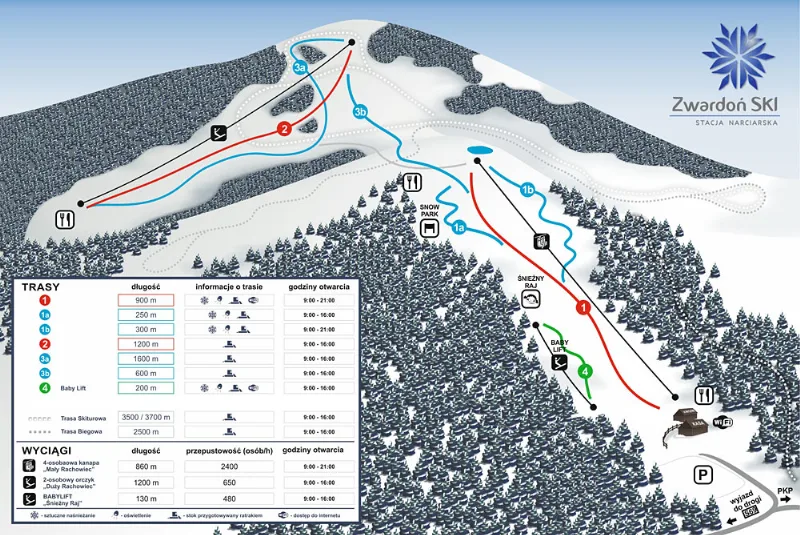 Mapa tras – Stacja Narciarska Zwardoń Ski