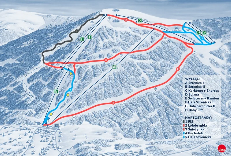 Mapa tras – Szrenica Ski Arena